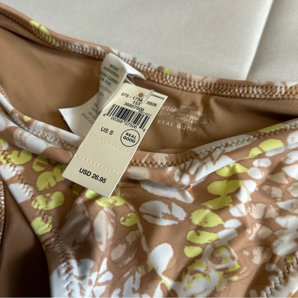 NWT Aerie High Waisted Cheeky Bikini Bottoms Brown Floral Tropical Size Small - Picture 2 of 3